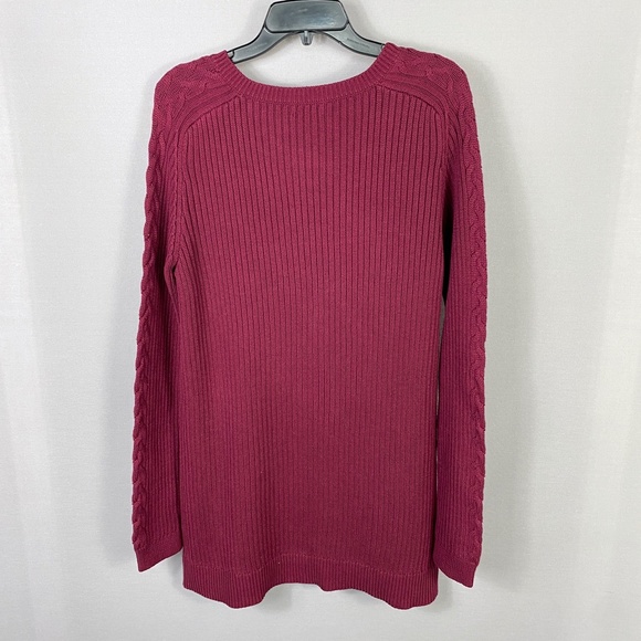 Nautica Women’s Single Cable Knit Tunic Sweater in Burgundy Plus Size XXL - Picture 5 of 8